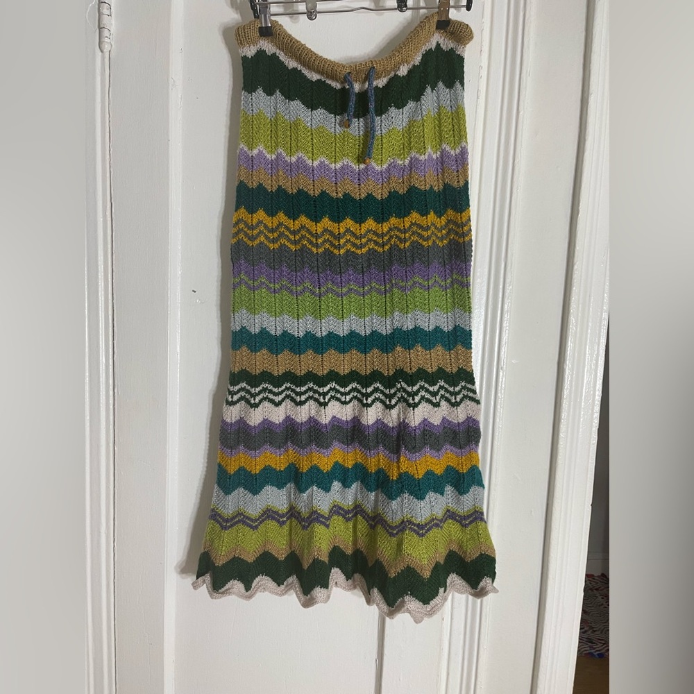 Vibrant Green and Purple Chevron Maxi Skirthand knit chevron maxi skirt